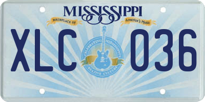 MS license plate XLC036