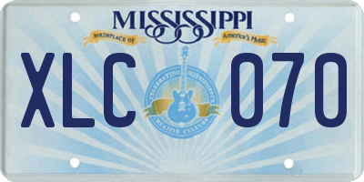 MS license plate XLC070