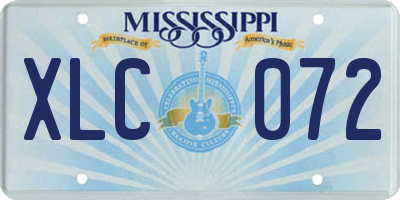 MS license plate XLC072
