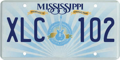 MS license plate XLC102