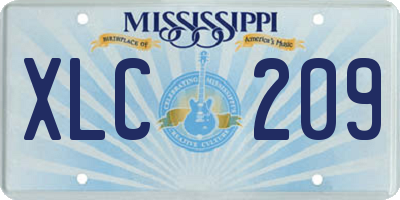 MS license plate XLC209