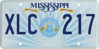 MS license plate XLC217