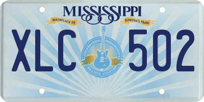 MS license plate XLC502