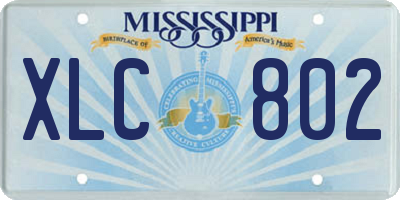 MS license plate XLC802