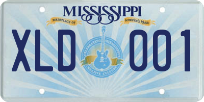 MS license plate XLD001