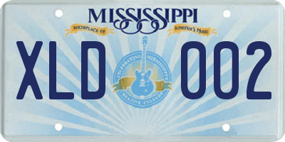 MS license plate XLD002