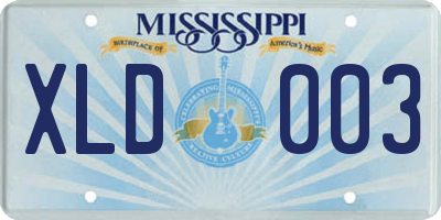 MS license plate XLD003