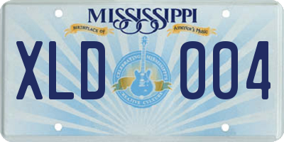 MS license plate XLD004