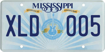 MS license plate XLD005