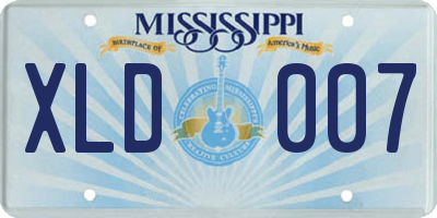 MS license plate XLD007