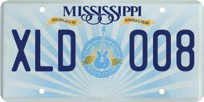 MS license plate XLD008