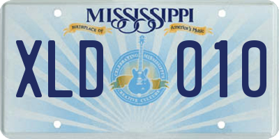 MS license plate XLD010