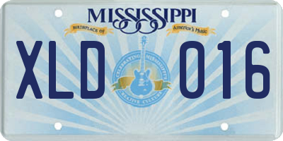 MS license plate XLD016