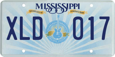 MS license plate XLD017