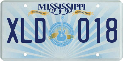 MS license plate XLD018