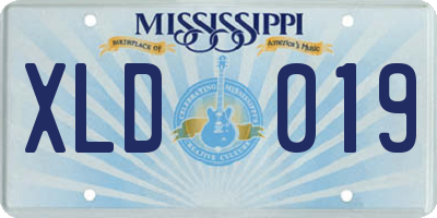 MS license plate XLD019