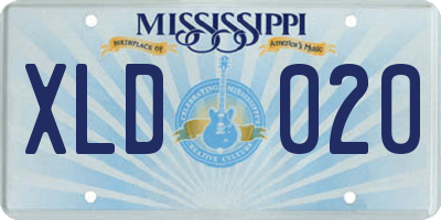 MS license plate XLD020