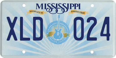MS license plate XLD024