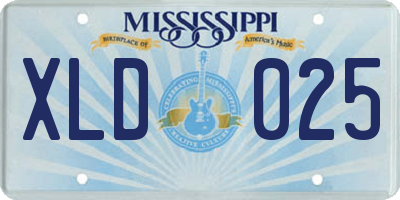 MS license plate XLD025