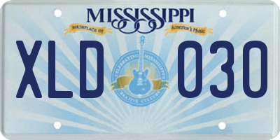 MS license plate XLD030