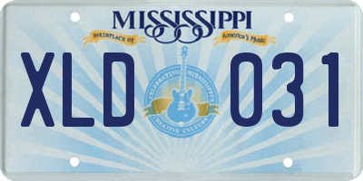 MS license plate XLD031