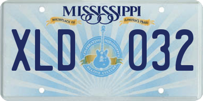 MS license plate XLD032