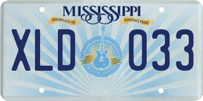 MS license plate XLD033