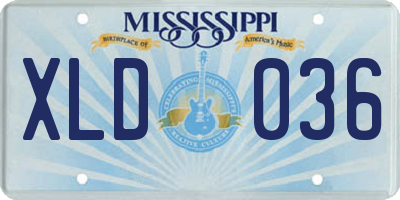 MS license plate XLD036