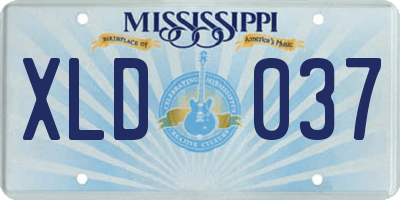 MS license plate XLD037