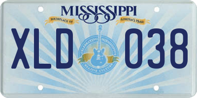 MS license plate XLD038