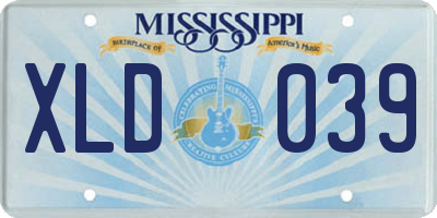 MS license plate XLD039