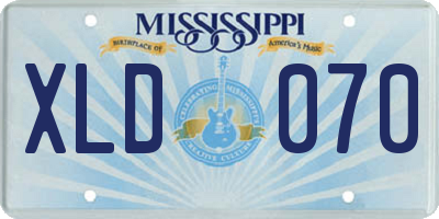 MS license plate XLD070