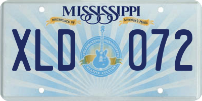 MS license plate XLD072