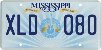 MS license plate XLD080