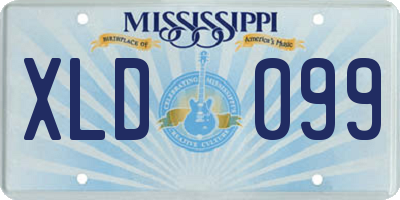 MS license plate XLD099