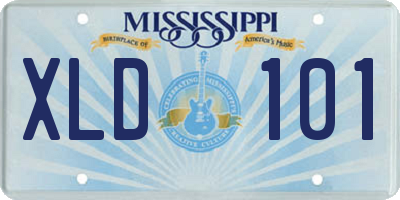 MS license plate XLD101