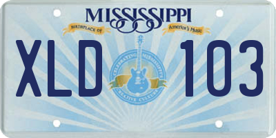 MS license plate XLD103