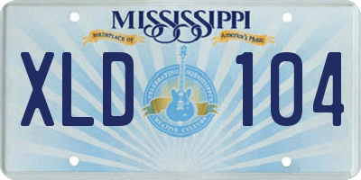 MS license plate XLD104