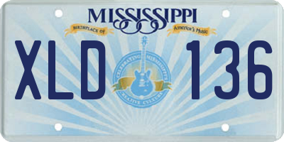 MS license plate XLD136