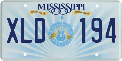 MS license plate XLD194