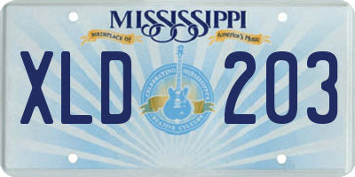 MS license plate XLD203