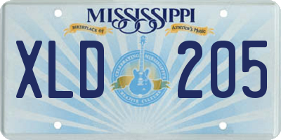 MS license plate XLD205