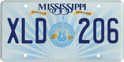 MS license plate XLD206