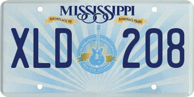 MS license plate XLD208