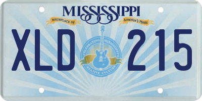 MS license plate XLD215