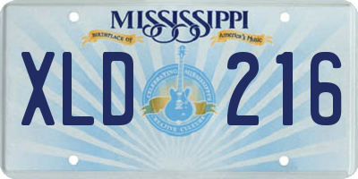 MS license plate XLD216