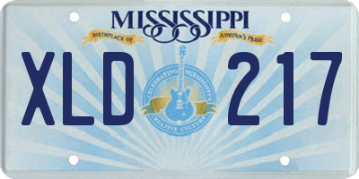 MS license plate XLD217