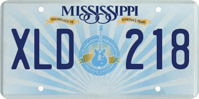 MS license plate XLD218
