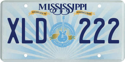 MS license plate XLD222