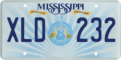 MS license plate XLD232